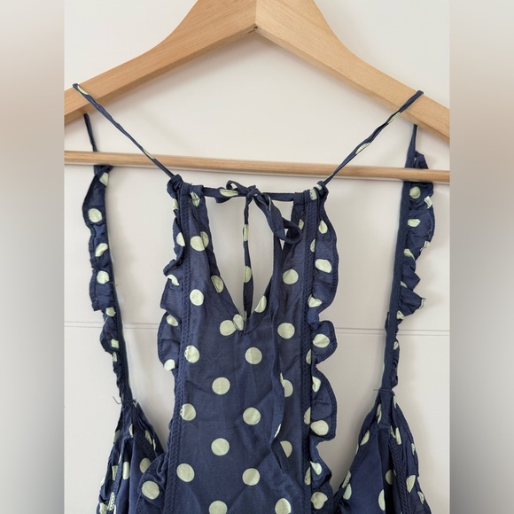 Vintage Victoria Secrets Silk & Rayon Polk-a-Dot Ruffled Camisole, size large. - Picture 6 of 8